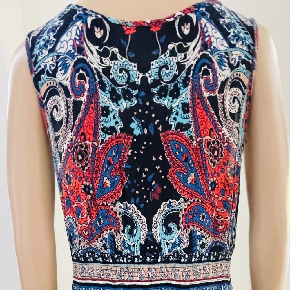 Bila Floral Boho Sleeveless Sharkbite Hem Maxi Dress Women's Size Large - Picture 4 of 7